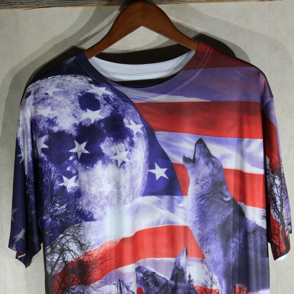 Get A Life Men's Freedom's Call Tee Shirt Sublimation 2-Sided Graphics Flag 2XL